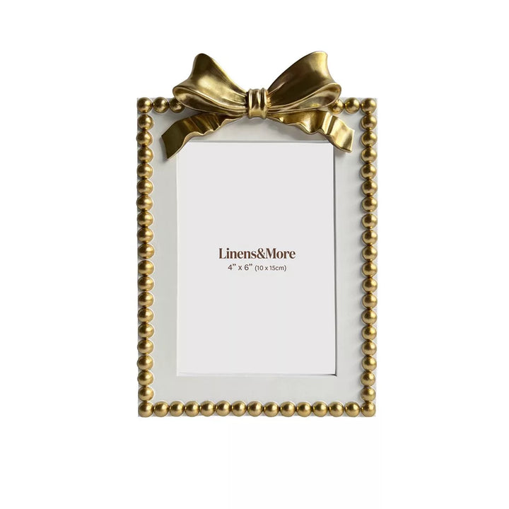 White & Gold Bow Photo Frame