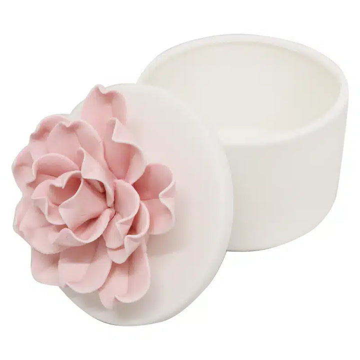 Le Forge White & Pink Porcelain Flower Trinket Box