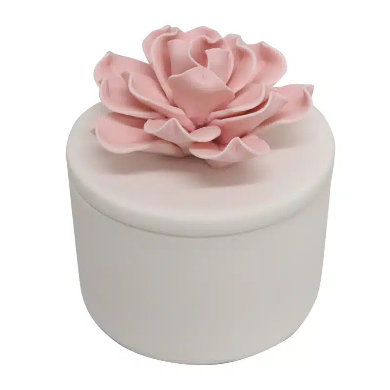 Le Forge White & Pink Porcelain Flower Trinket Box