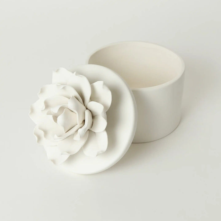 Le Forge White Porcelain Flower Trinket Box
