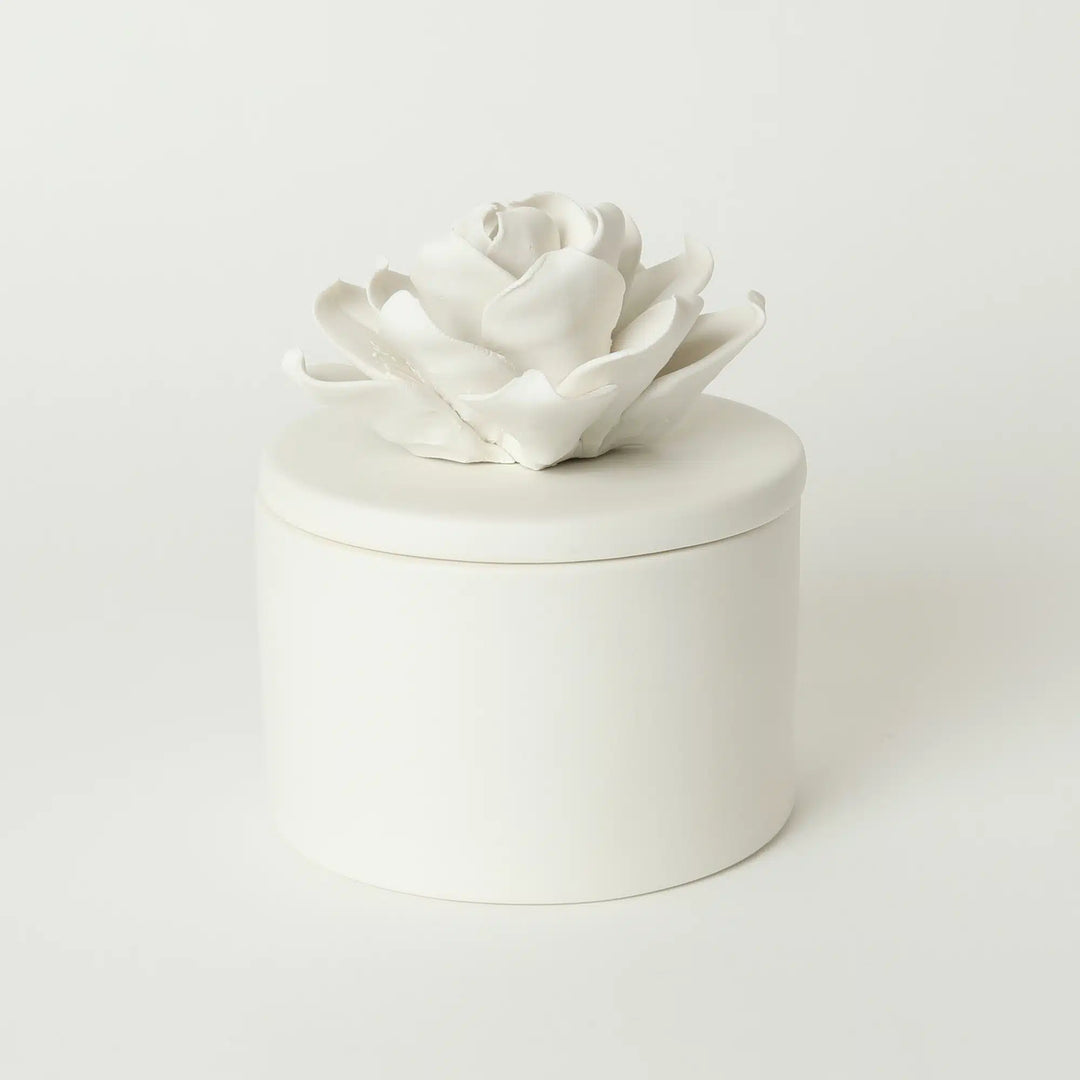Le Forge White Porcelain Flower Trinket Box