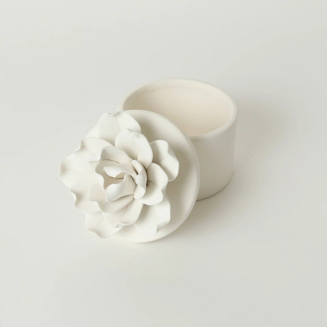 Le Forge White Porcelain Flower Trinket Box