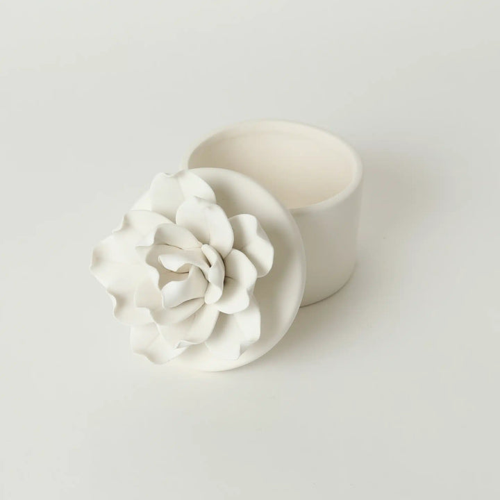 Le Forge White Porcelain Flower Trinket Box