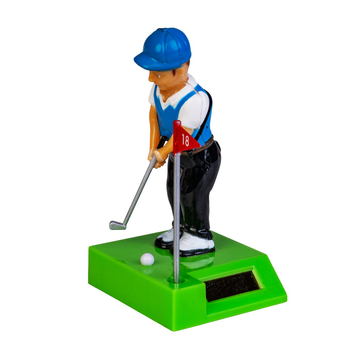 Solar-Powered Moving Golfer with flag and solar panel base - RAPT ONLINE