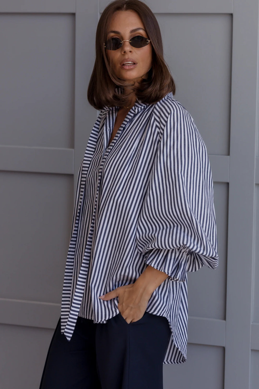 Alexandra Danill Blouse Navy Stripe