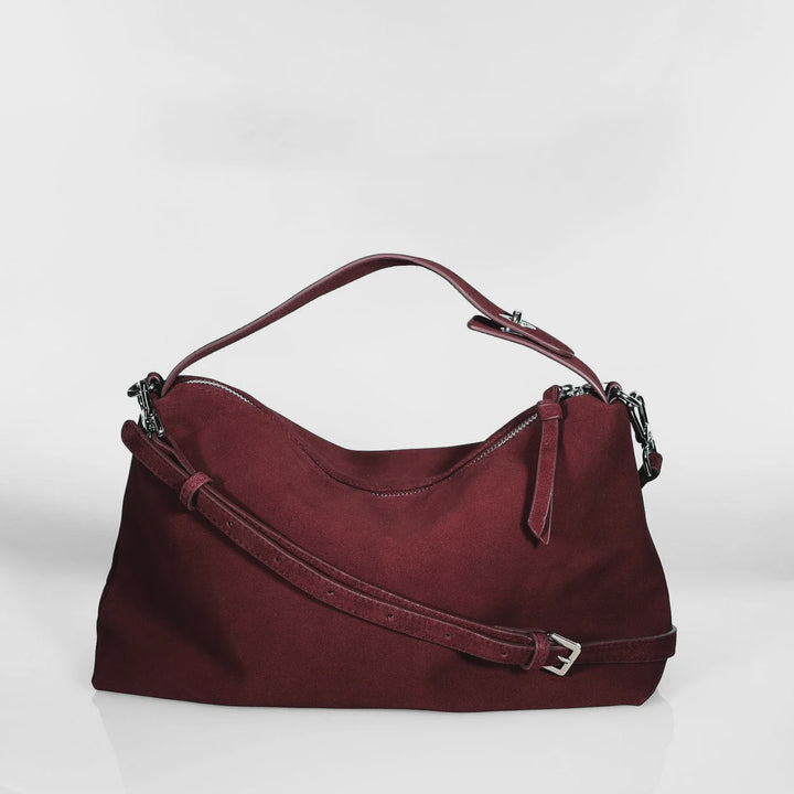 Minx Posh Posh Merlot Suede Leather Handbag