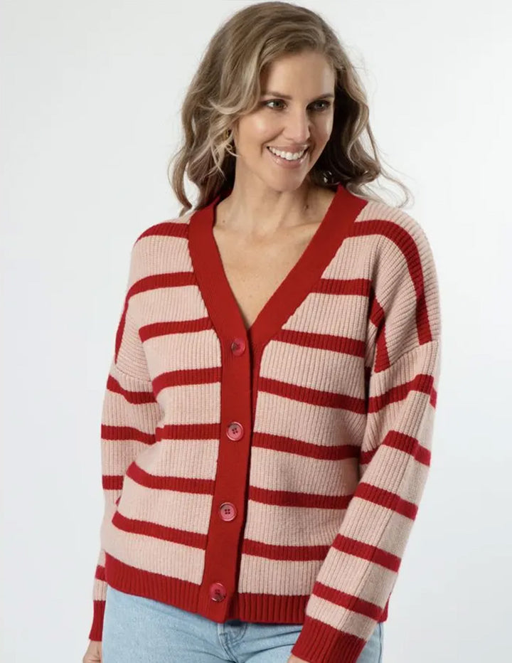 PINK & RED STRIPE GREYSON CARDIGAN