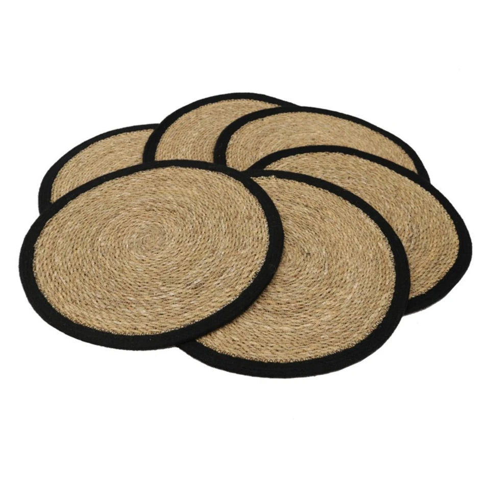 Black Border Seagrass Jute Placemats