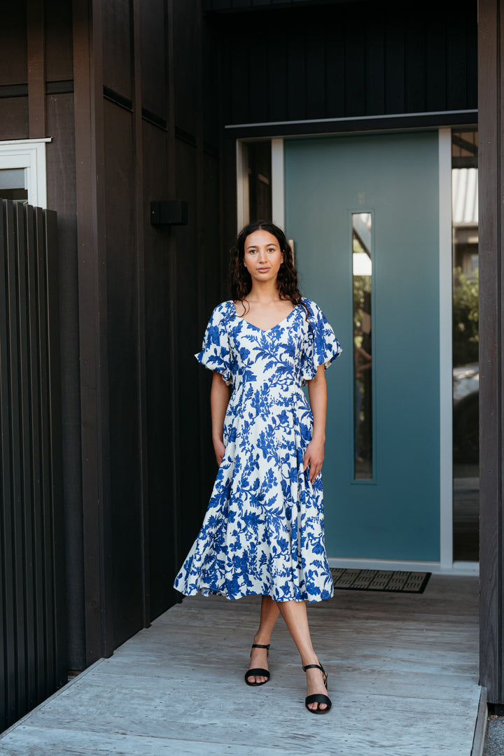 Seduce Cobalt Blossom Gabrielle Dress