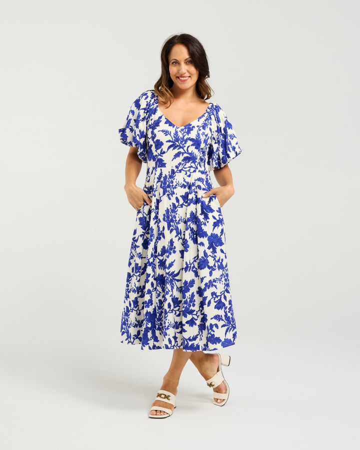 Seduce Cobalt Blossom Gabrielle Dress