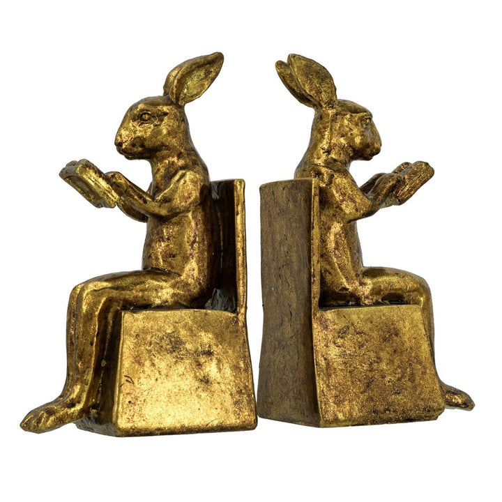 Vintage Gold Bunny Bookends