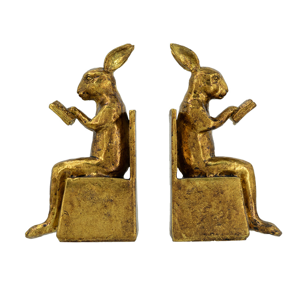 Vintage Gold Bunny Bookends