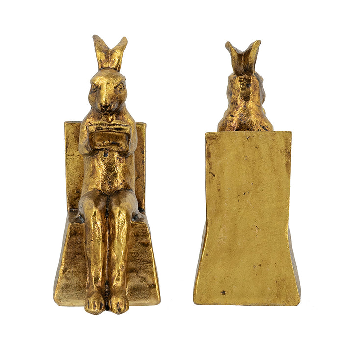 Vintage Gold Bunny Bookends