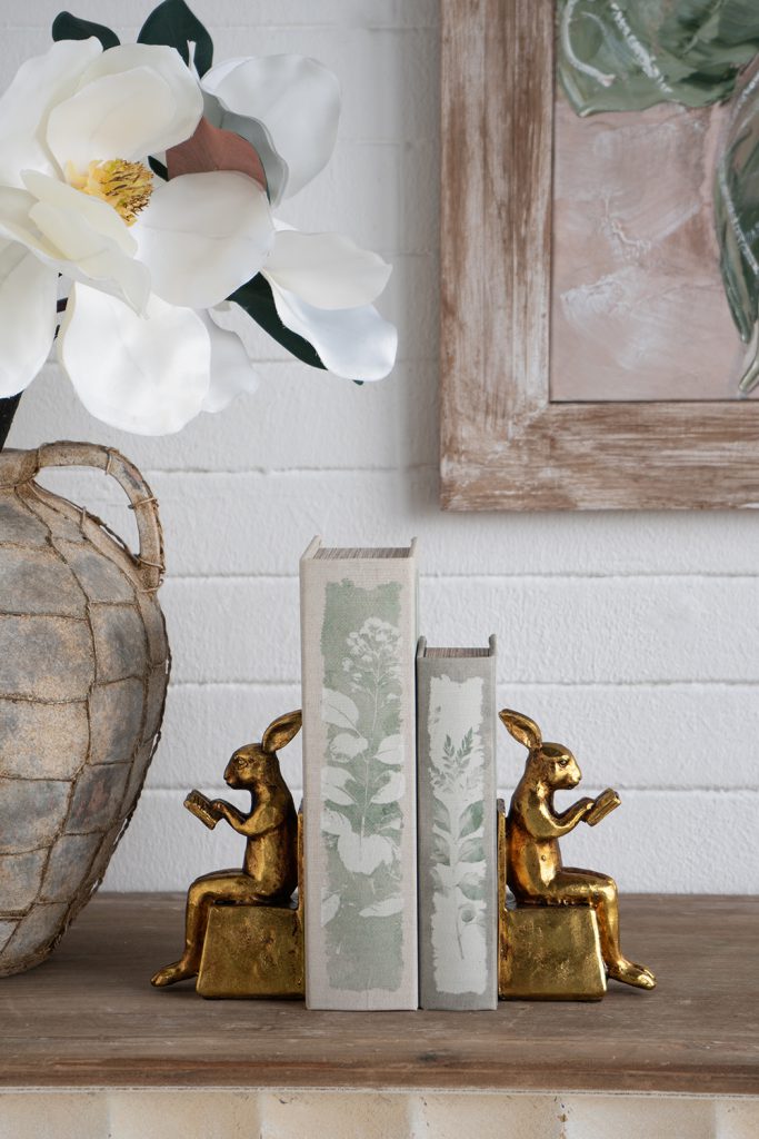 Vintage Gold Bunny Bookends