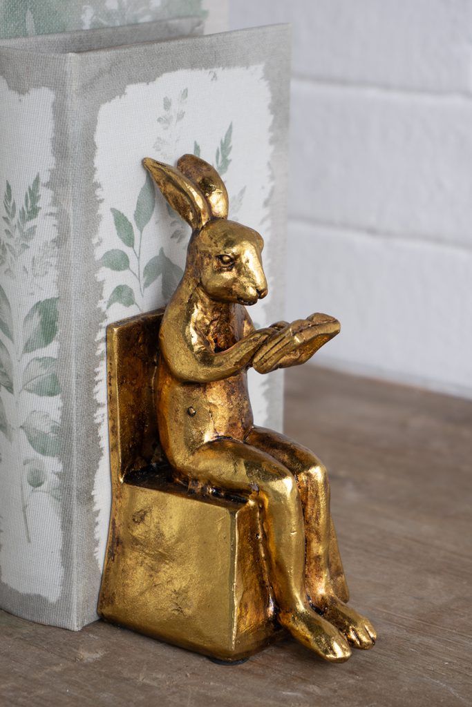 Vintage Gold Bunny Bookends