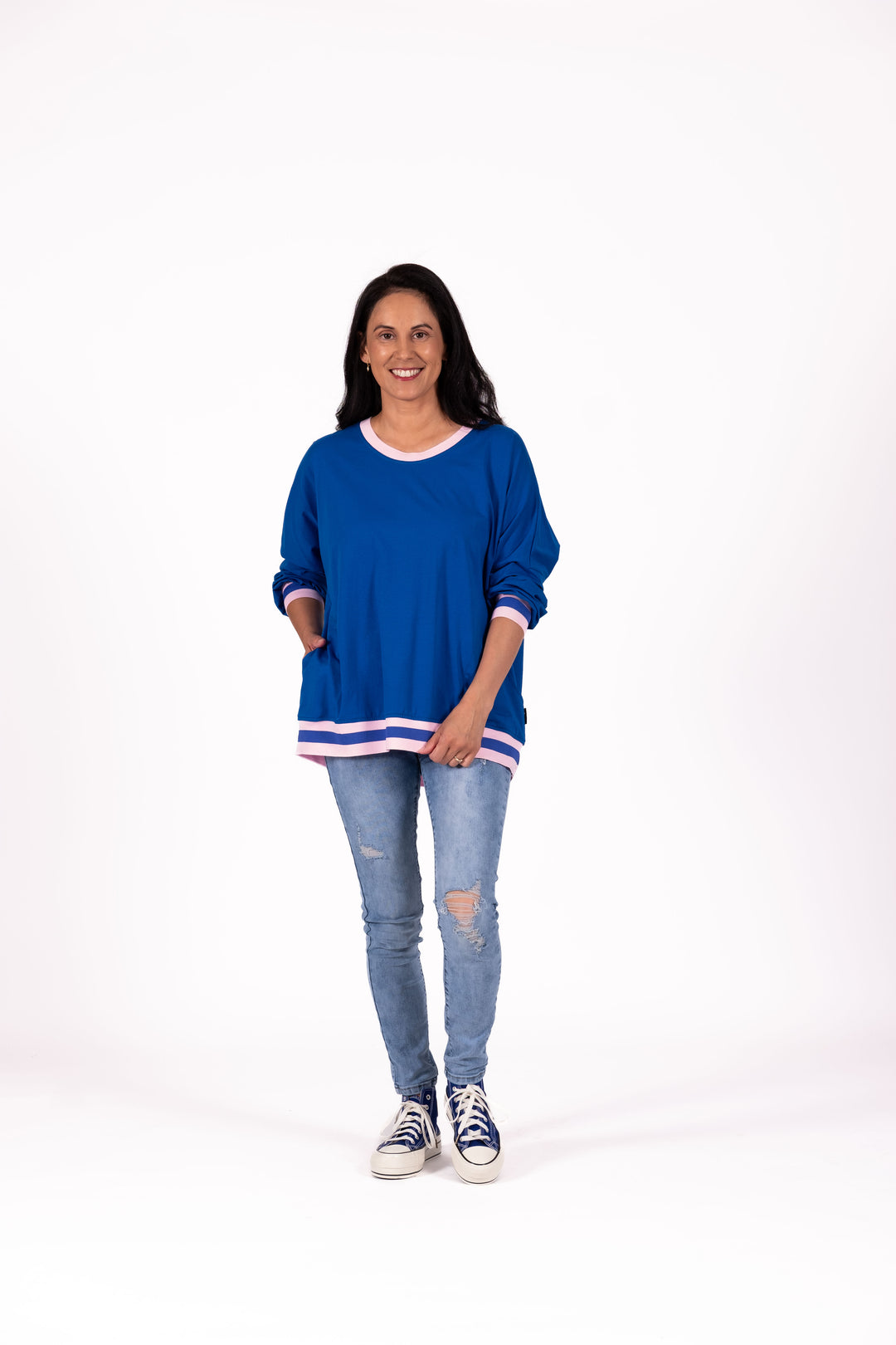 Jellicoe Blue & Pink Smilies Sweatshirt
