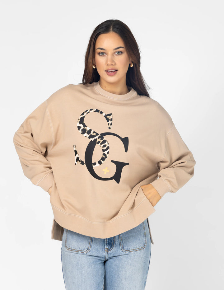 Stella + Gemma Leopard Logo Sunday Sweatshirt