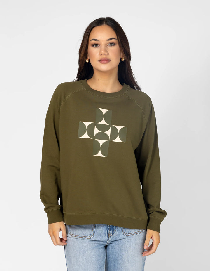 Stella + Gemma Olive Mosaic Classic Sweatshirt