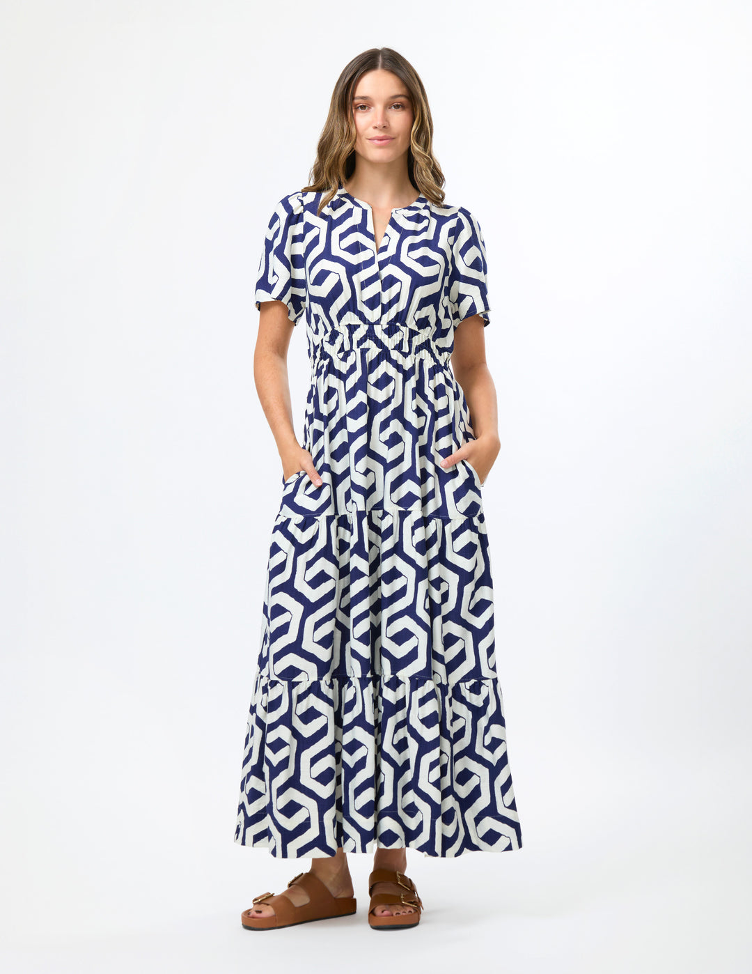Stella + Gemma Vittoria Cotton Maxi Dress – Indigo Geo – view 2