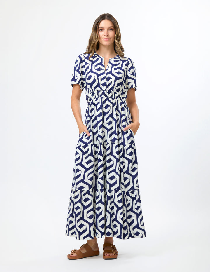 Stella + Gemma Vittoria Cotton Maxi Dress – Indigo Geo – view 2