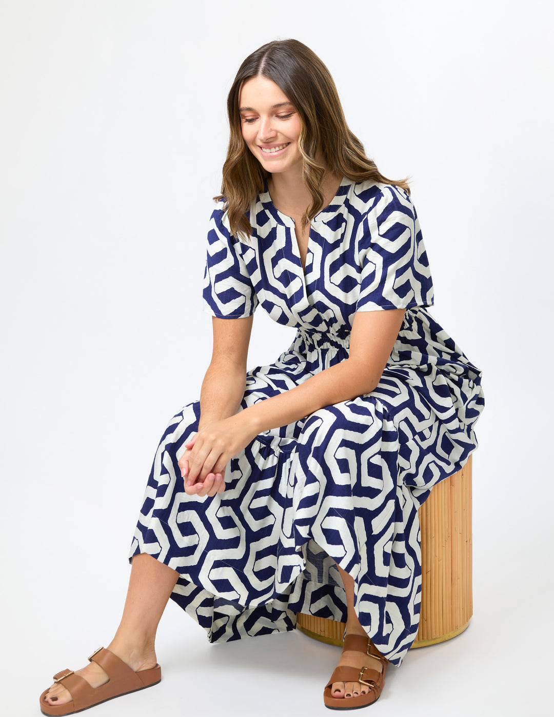 Stella + Gemma Vittoria Cotton Maxi Dress – Indigo Geo – view 9