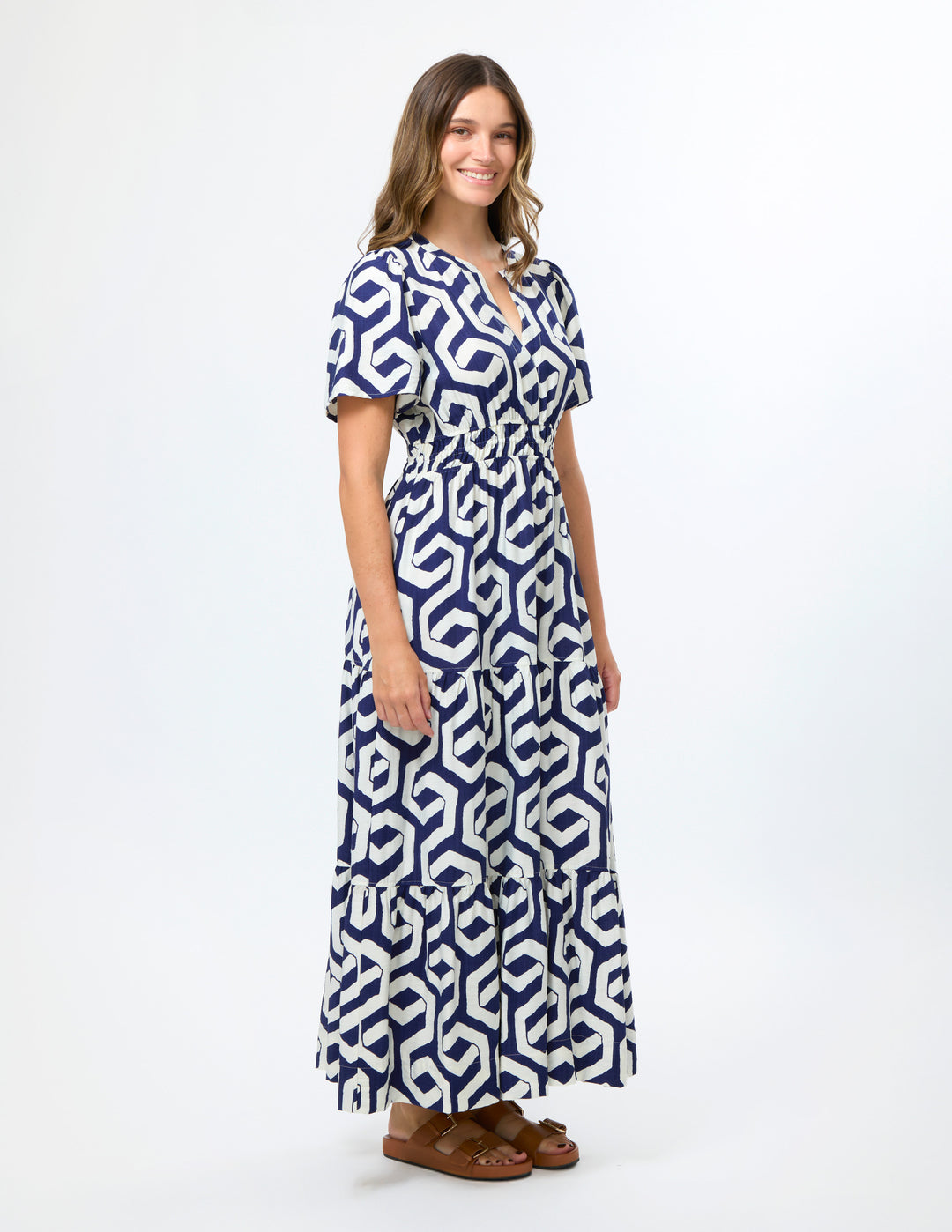 Stella + Gemma Vittoria Cotton Maxi Dress – Indigo Geo – view 4