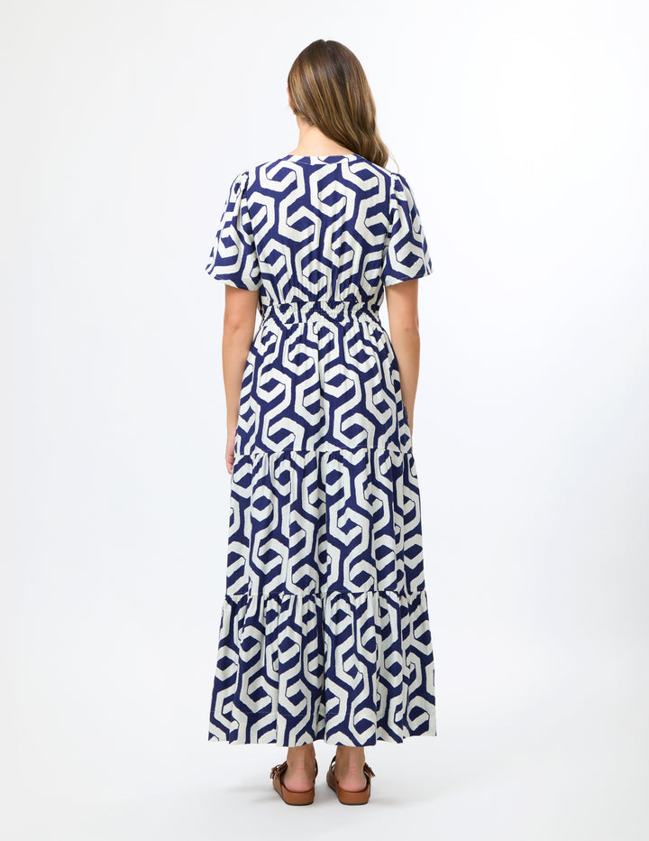 Stella + Gemma Vittoria Cotton Maxi Dress – Indigo Geo – view 6