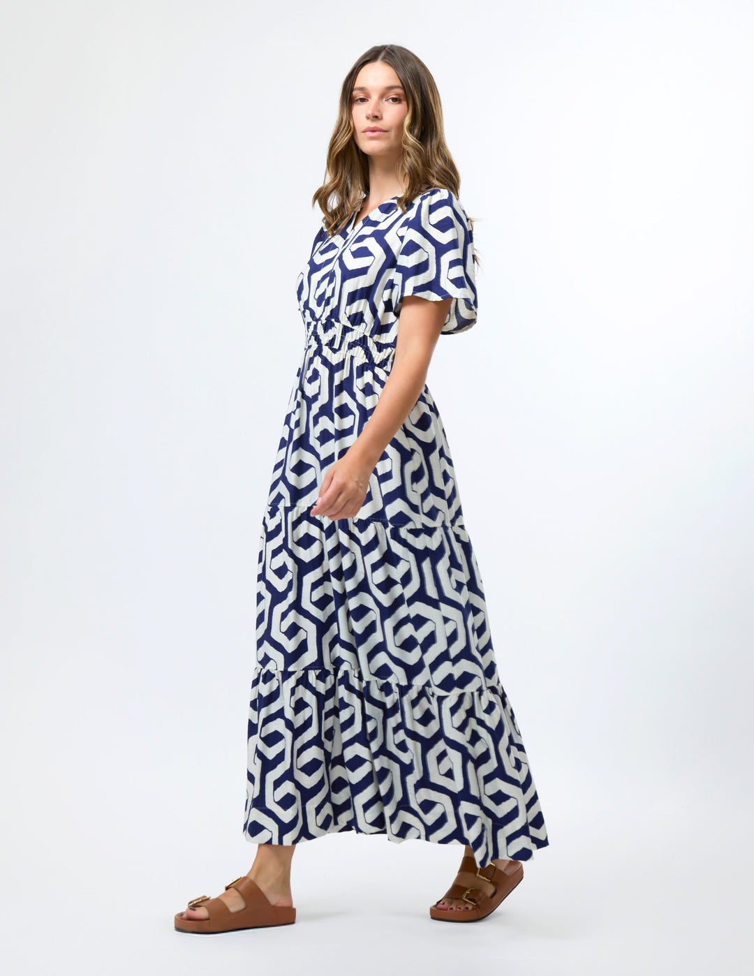 Stella + Gemma Vittoria Cotton Maxi Dress – Indigo Geo – view 8
