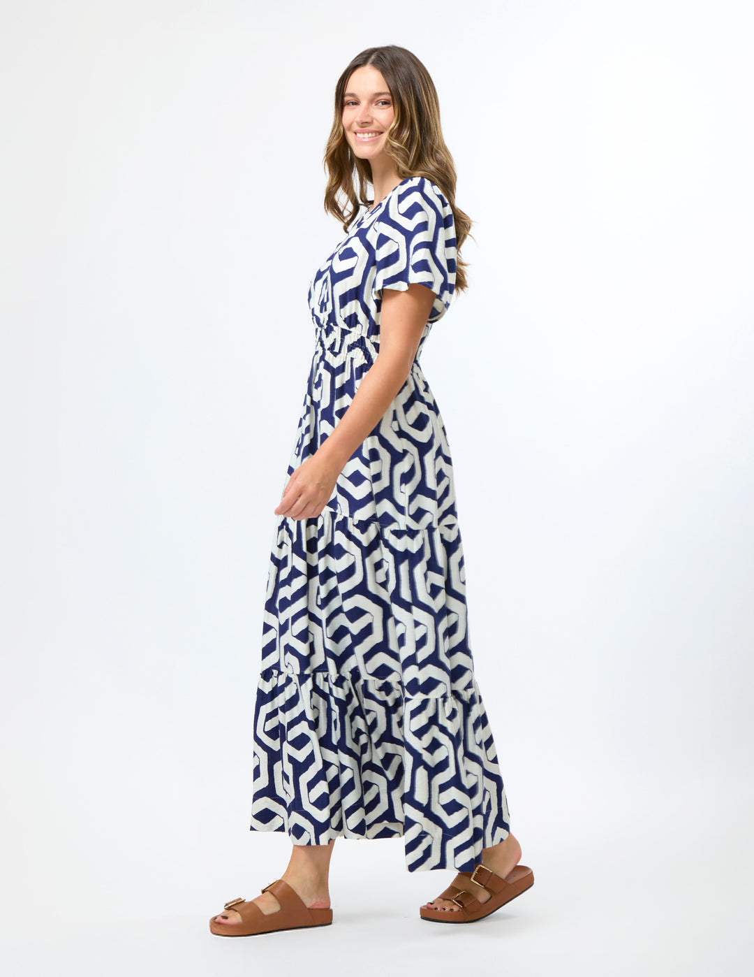 Stella + Gemma Vittoria Cotton Maxi Dress – Indigo Geo – view 7