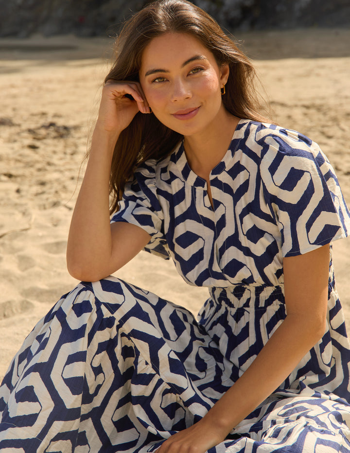Stella + Gemma Vittoria Cotton Maxi Dress – Indigo Geo – view 5