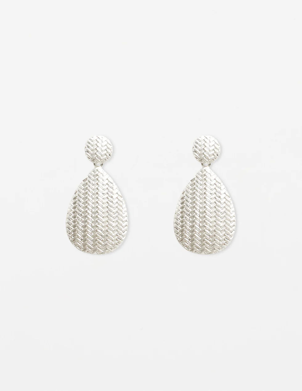 Stella + Gemma Silver Teardrop Textured Earrings