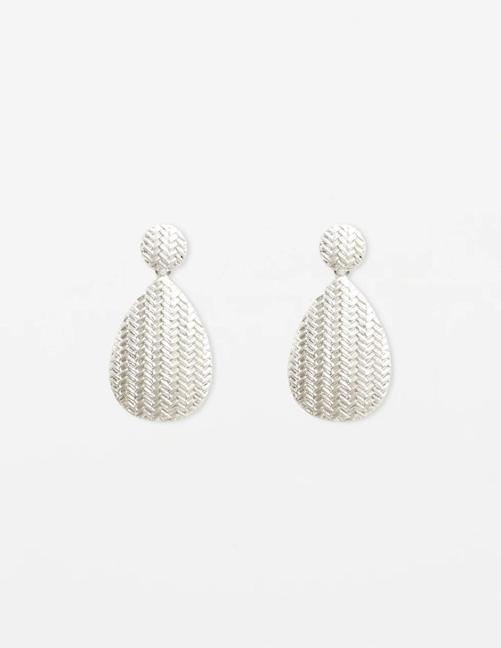 Stella + Gemma Silver Teardrop Textured Earrings