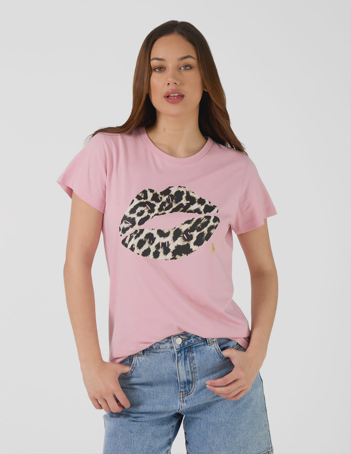 Stella + Gemma Blush Leopard Lips Tee