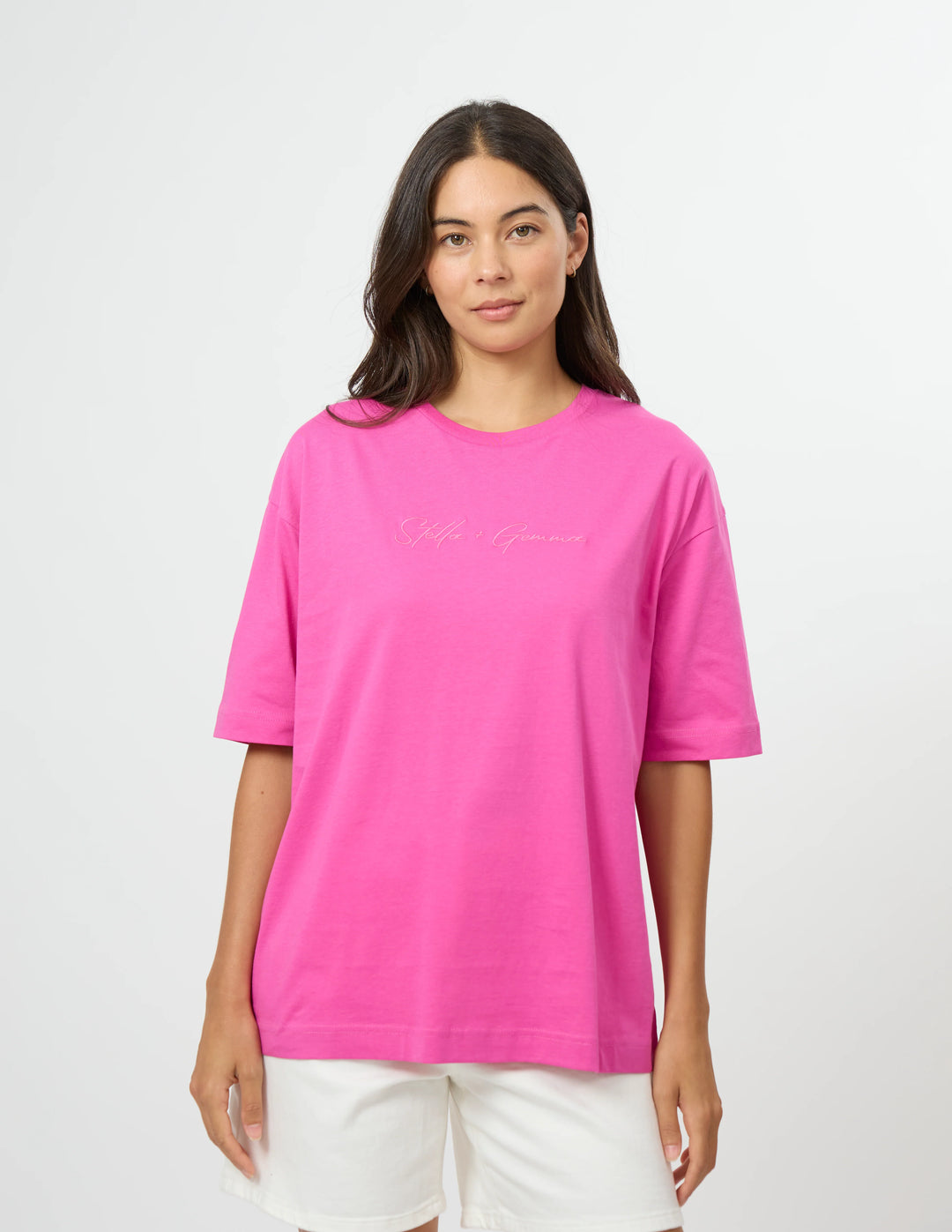 Stella + Gemma Fuchsia Porter Tee with Embroidered Logo