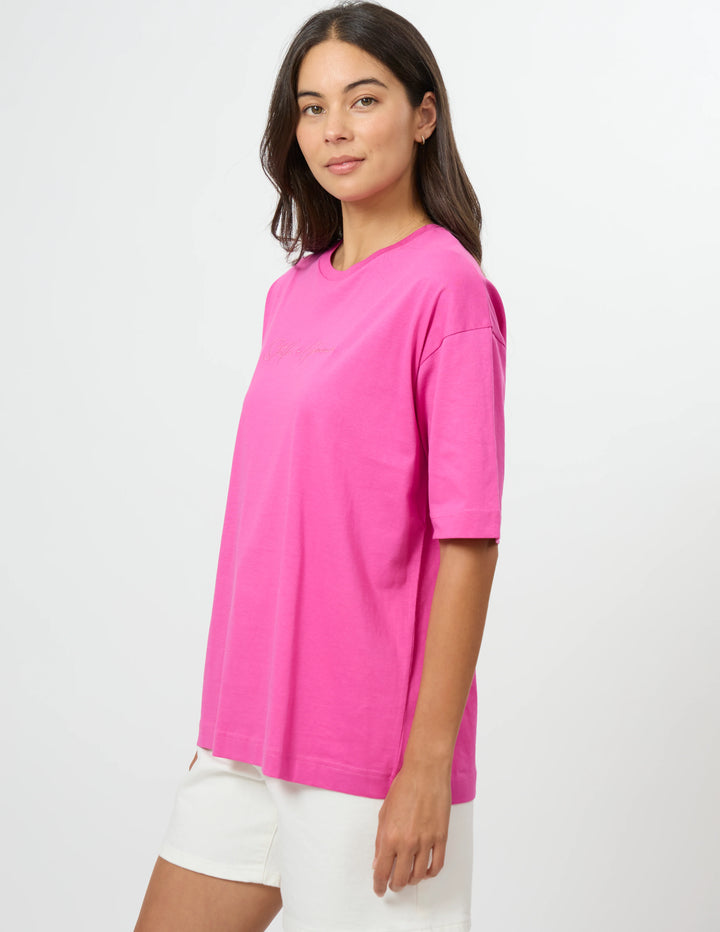 Stella + Gemma Fuchsia Porter Tee with Embroidered Logo