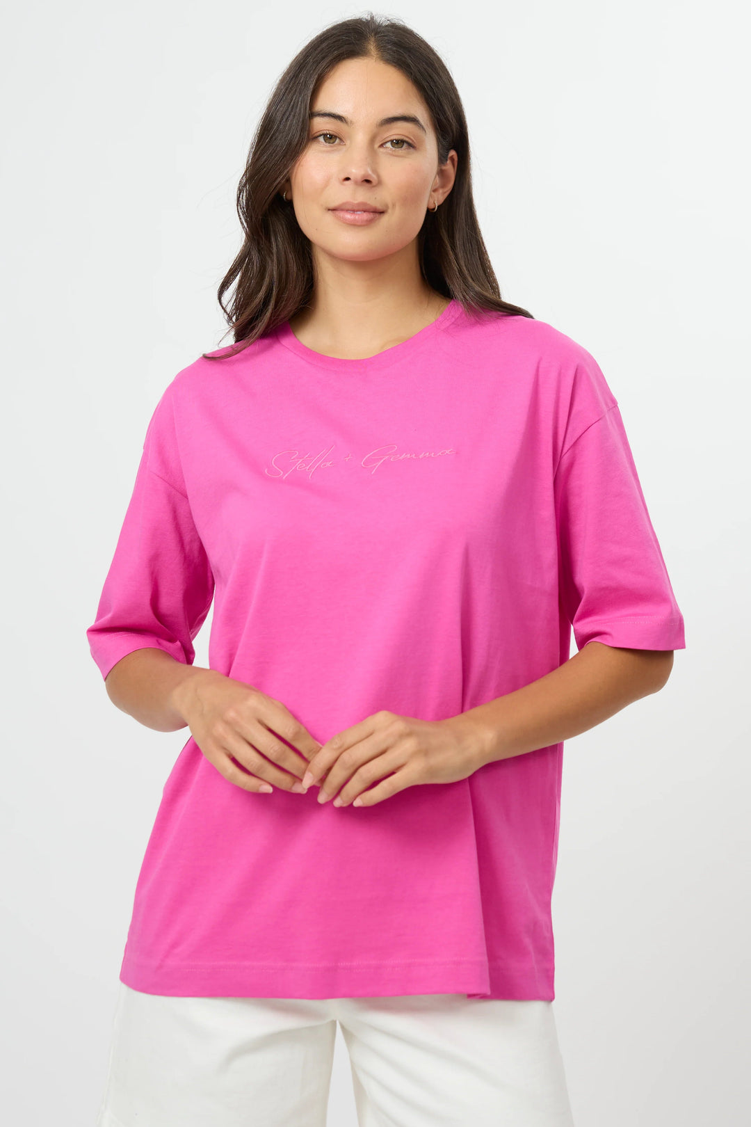 Stella + Gemma Fuchsia Porter Tee with Embroidered Logo