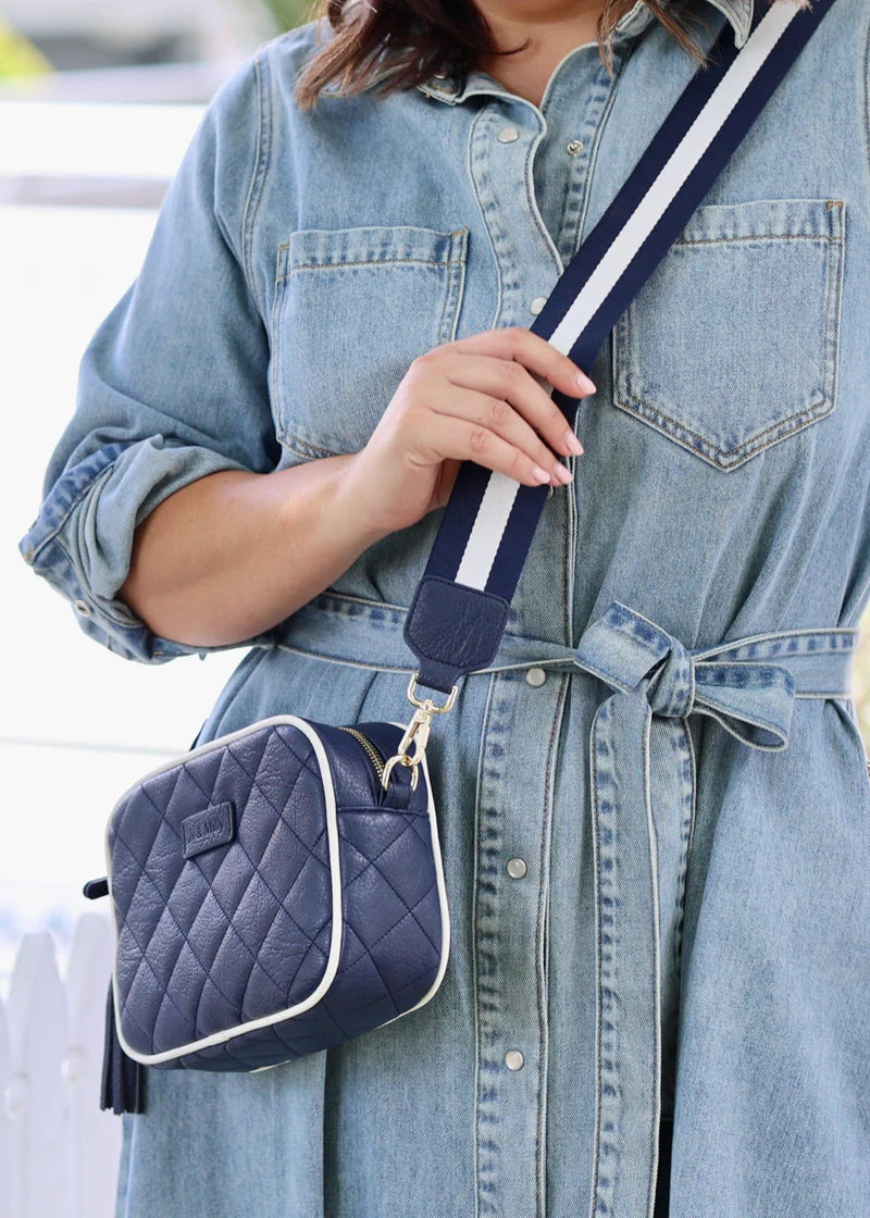 Liv & Milly Navy & White Quilted Sally Crossbody Bag