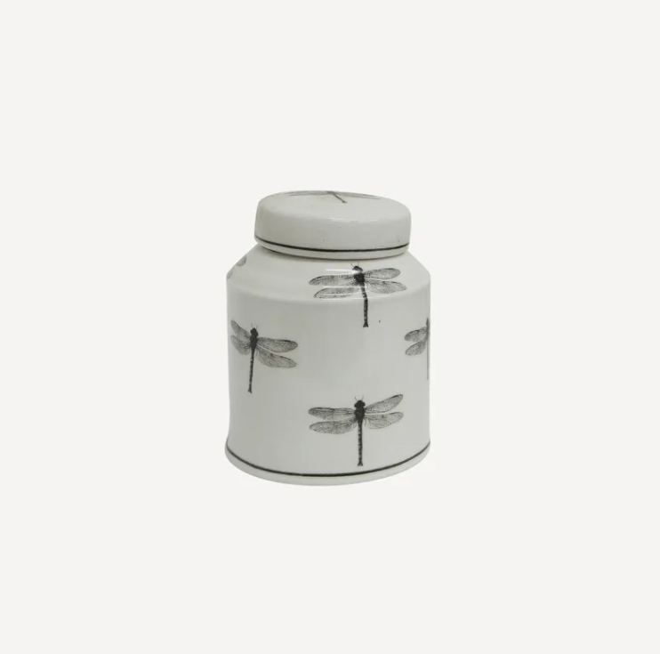 French Country Round Dragonfly Jar