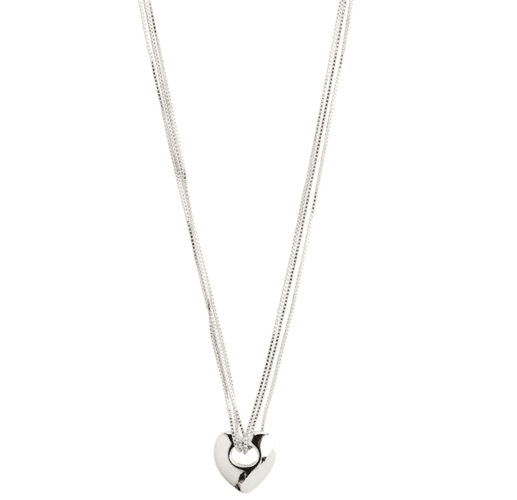 SILVER HEART WAVE NECKLACE