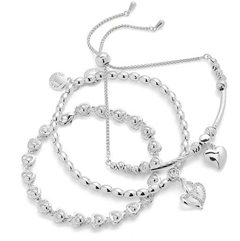 Equilibrium Set of 3 Stacking Silver-Plated Natural Bracelets