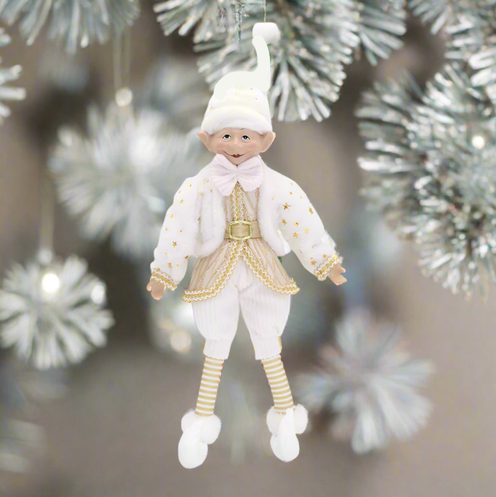 45CM WHITE & GOLD ELF