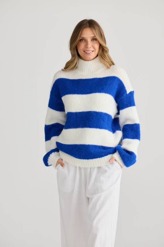 COBALT STRIPE ISLAND KNIT