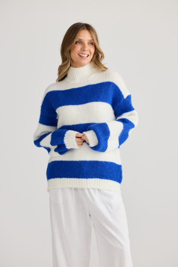 COBALT STRIPE ISLAND KNIT