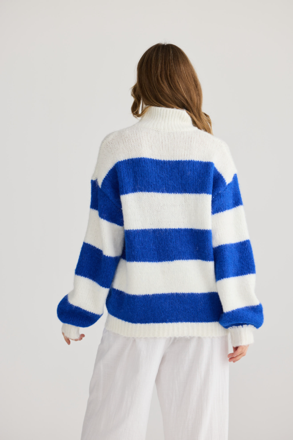 COBALT STRIPE ISLAND KNIT