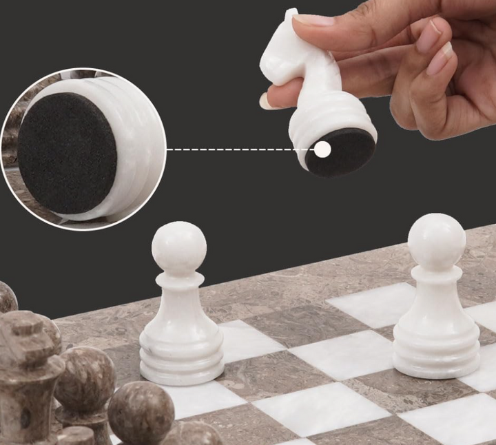 12" FOSSIL WHITE CHESS SET