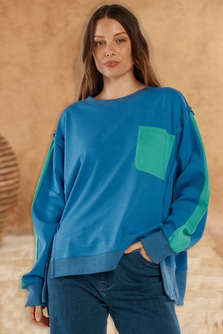 Betty Basics Blue Green Tania Sweatshirt