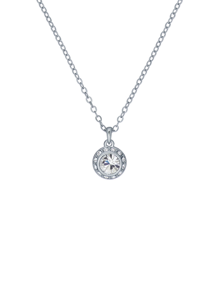 Ted Baker Solitaire Crystal Pendant Necklace Silver