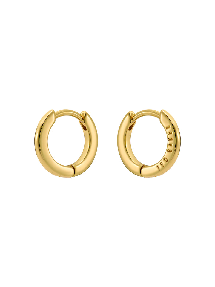 TED BAKER Gold hoop earrings on a white background