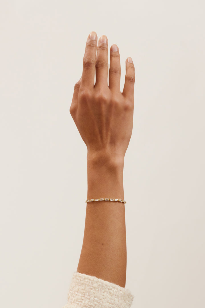 Ted Basker Isela Crystal Baguette Toggle Bracelet Gold