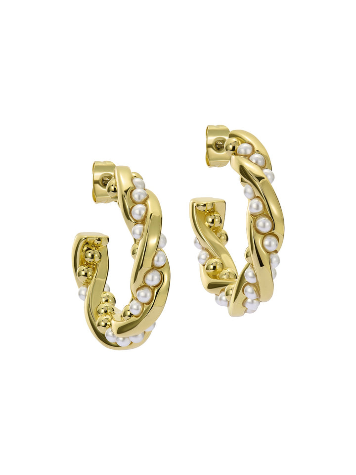 Ted Baker Tiyaa Twisted Pearl Hoop Earrings Gold